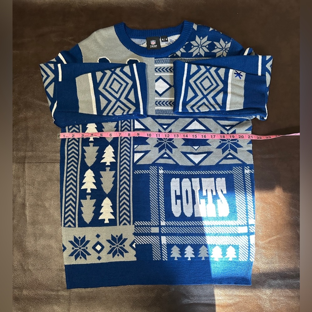 Klew NFL Men's Indianapolis Colts Patches Ugly Sweater. Size M - Picture 6 of 7